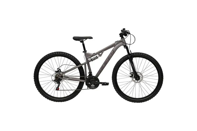 Huffy Marker 27.5 inch mountain bike in matte heather with dual suspension