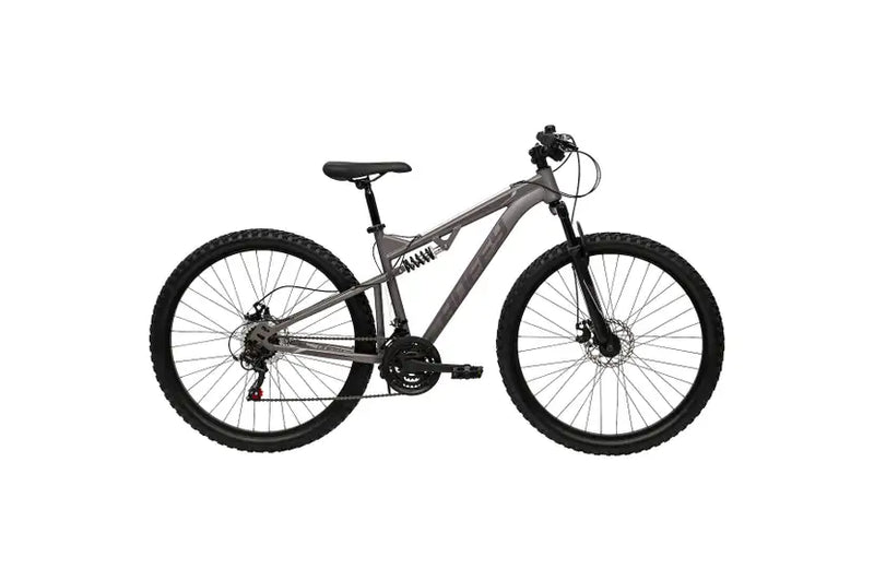Huffy Marker 27.5 inch mountain bike in matte heather with dual suspension