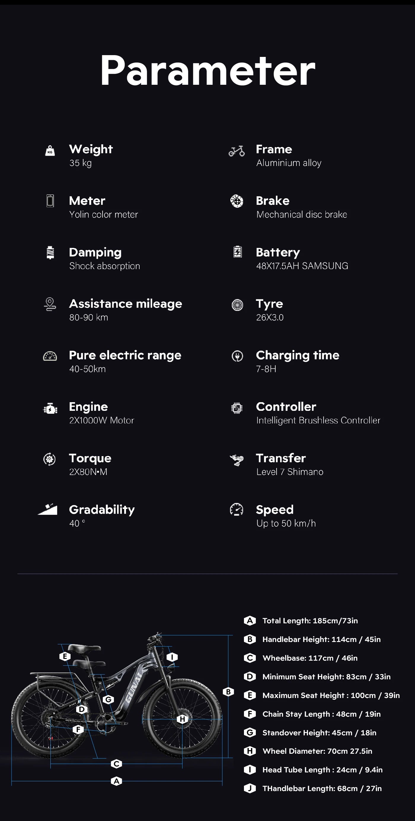 AWD Gunai GN68 Zwei Motoren ElektroFahrrad