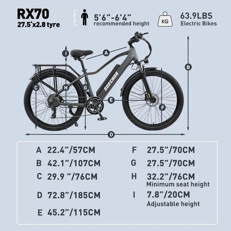 Vélo électrique mince BURCHDA RX70 800W