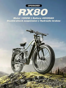 BURCHDA RX80 Full-Suspension Fat Tire E-Bike (26-Inch Tires) — Electric Bike Built for Mountain Riding, Commuting, and Adventure Bicycle Use
