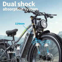 BURCHDA RX80 Full-Suspension Fat Tire E-Bike (26-Inch Tires) — Electric Bike Built for Mountain Riding, Commuting, and Adventure Bicycle Use