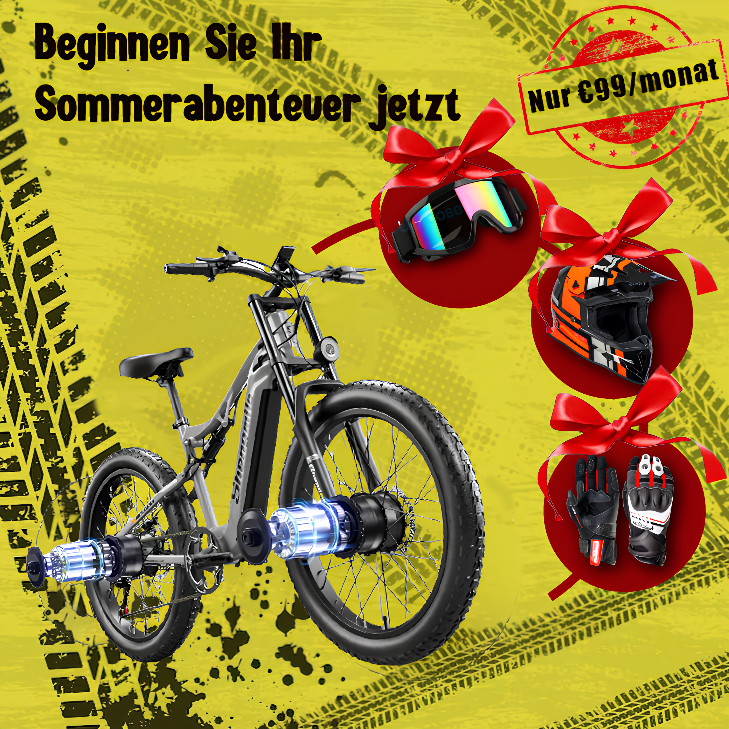 DeutscheFahrrad All-Terrain Adventure Package: S600 Bike with free helmet and protective gear